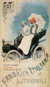 Plakat med reklame for en tidlig FIAT-bil, 1899